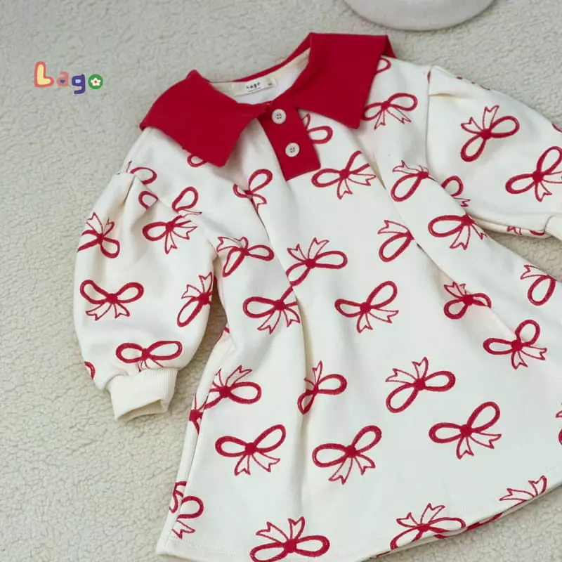 Lago - Korean Children Fashion - #kidzfashiontrend - Ribbon Collar One-piece