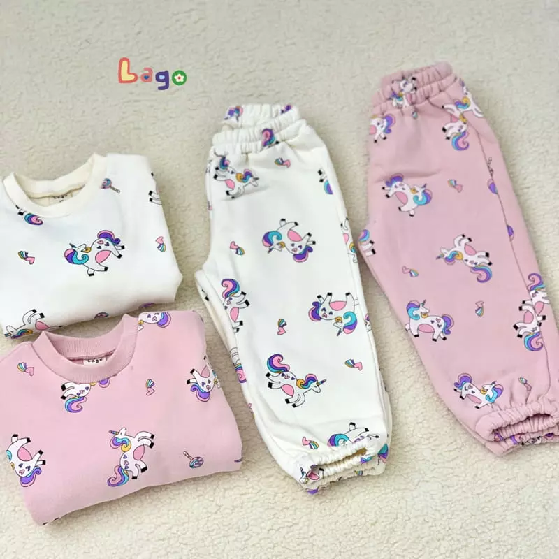 Lago - Korean Children Fashion - #littlefashionista - Unicorn Top Bottom Set