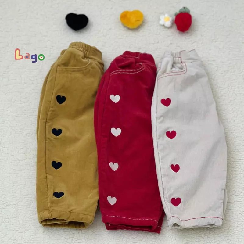 Lago - Korean Children Fashion - #magicofchildhood - Heart Embroidery Pants - 2