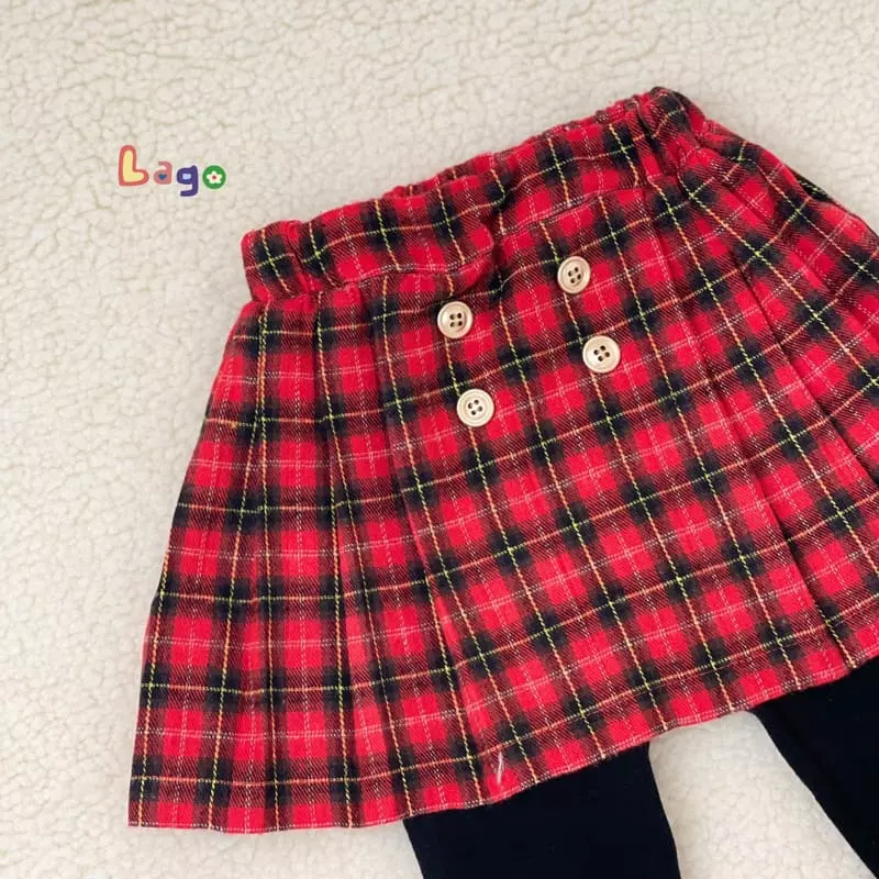 Lago - Korean Children Fashion - #minifashionista - Ive Check Skirt Leggings - 2