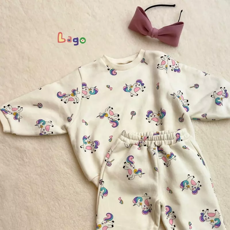 Lago - Korean Children Fashion - #minifashionista - Unicorn Top Bottom Set - 3