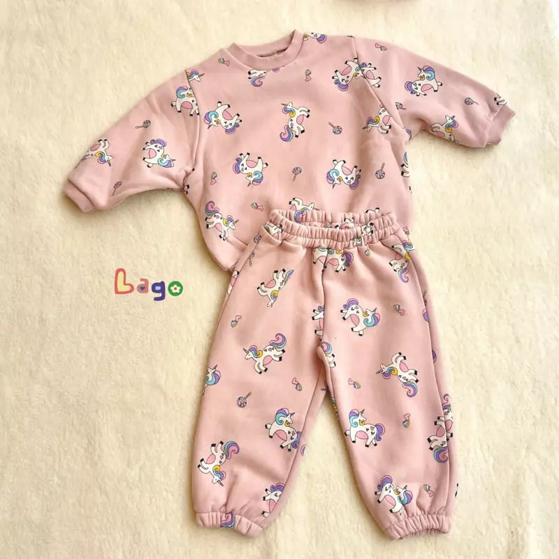 Lago - Korean Children Fashion - #minifashionista - Unicorn Top Bottom Set - 4