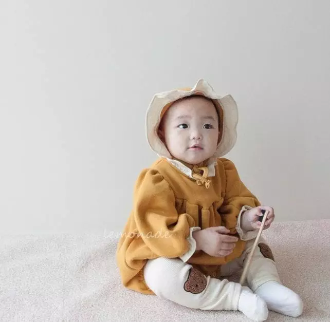 Lemonade - Korean Baby Fashion - #babywear - Marlang Fleece Bodysuit with Hat - 9