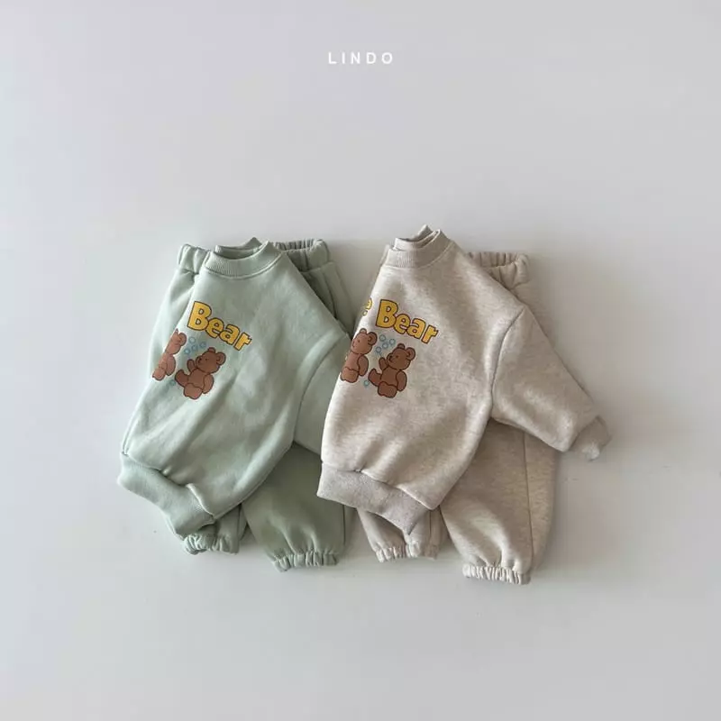 Lindo - Korean Children Fashion - #Kfashion4kids - Little Bear Fleece Top Bottom Set - 3