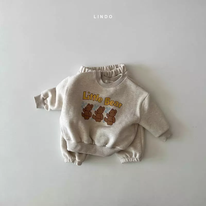 Lindo - Korean Children Fashion - #kidsstore - Little Bear Fleece Top Bottom Set