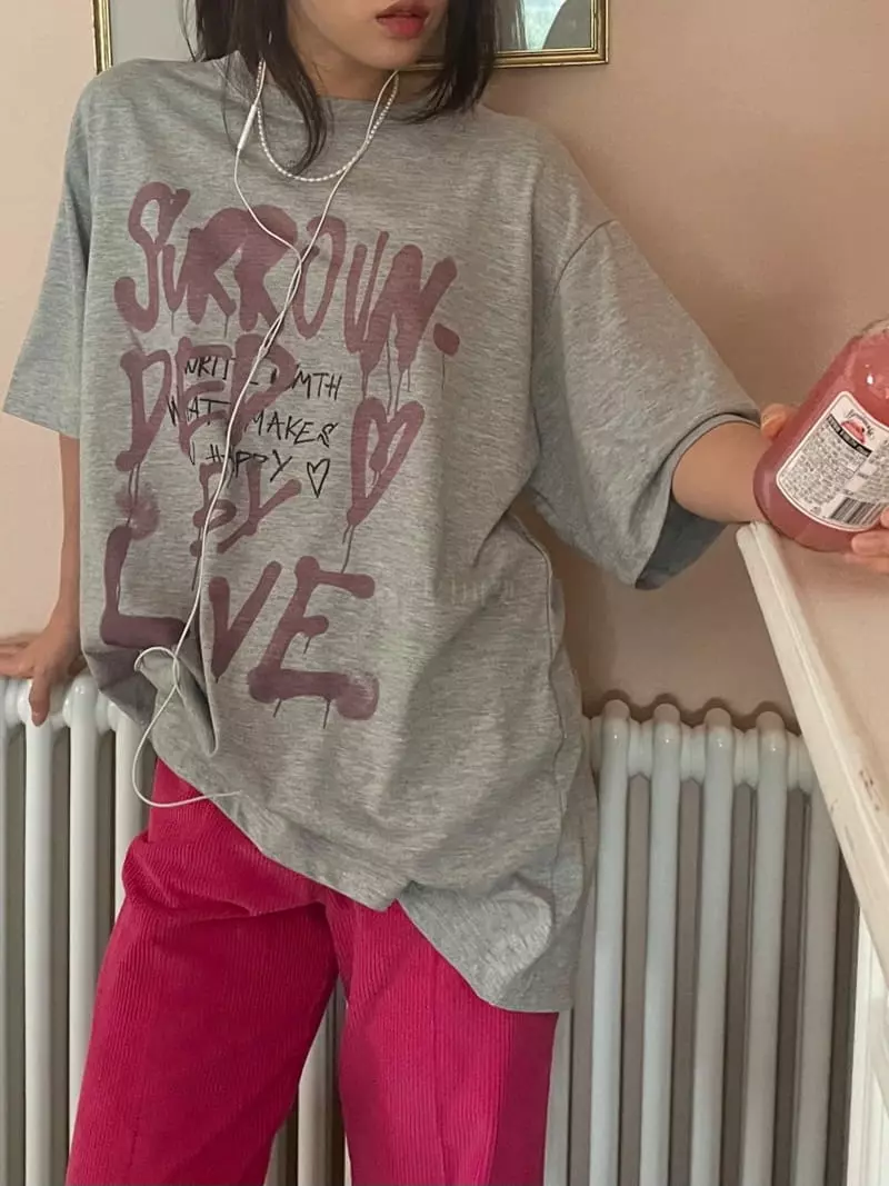 Lovemoment - Korean Women Fashion - #momslook - Heart Love Tee - 3