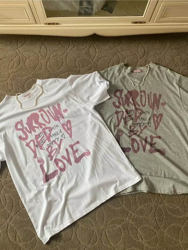 Lovemoment - Korean Women Fashion - #momslook - Heart Love Tee - 6