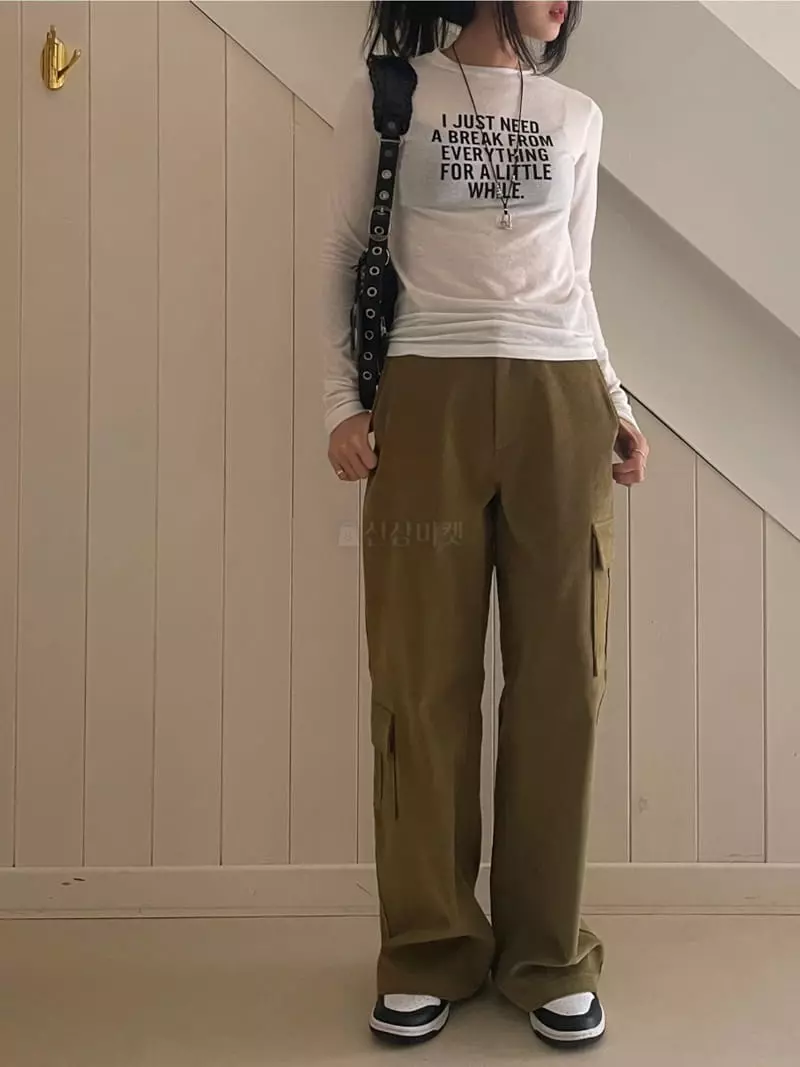 Lovemoment - Korean Women Fashion - #momslook - Rib Cargo Pants - 3