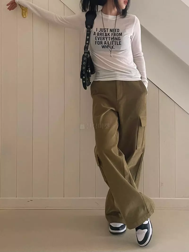 Lovemoment - Korean Women Fashion - #momslook - Rib Cargo Pants - 4