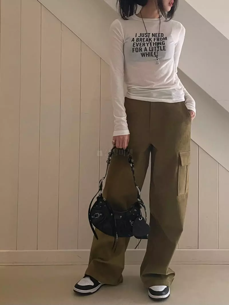 Lovemoment - Korean Women Fashion - #momslook - Rib Cargo Pants - 5