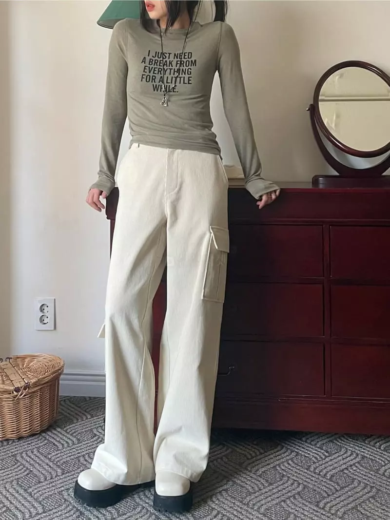 Lovemoment - Korean Women Fashion - #momslook - Rib Pocket Pants - 3