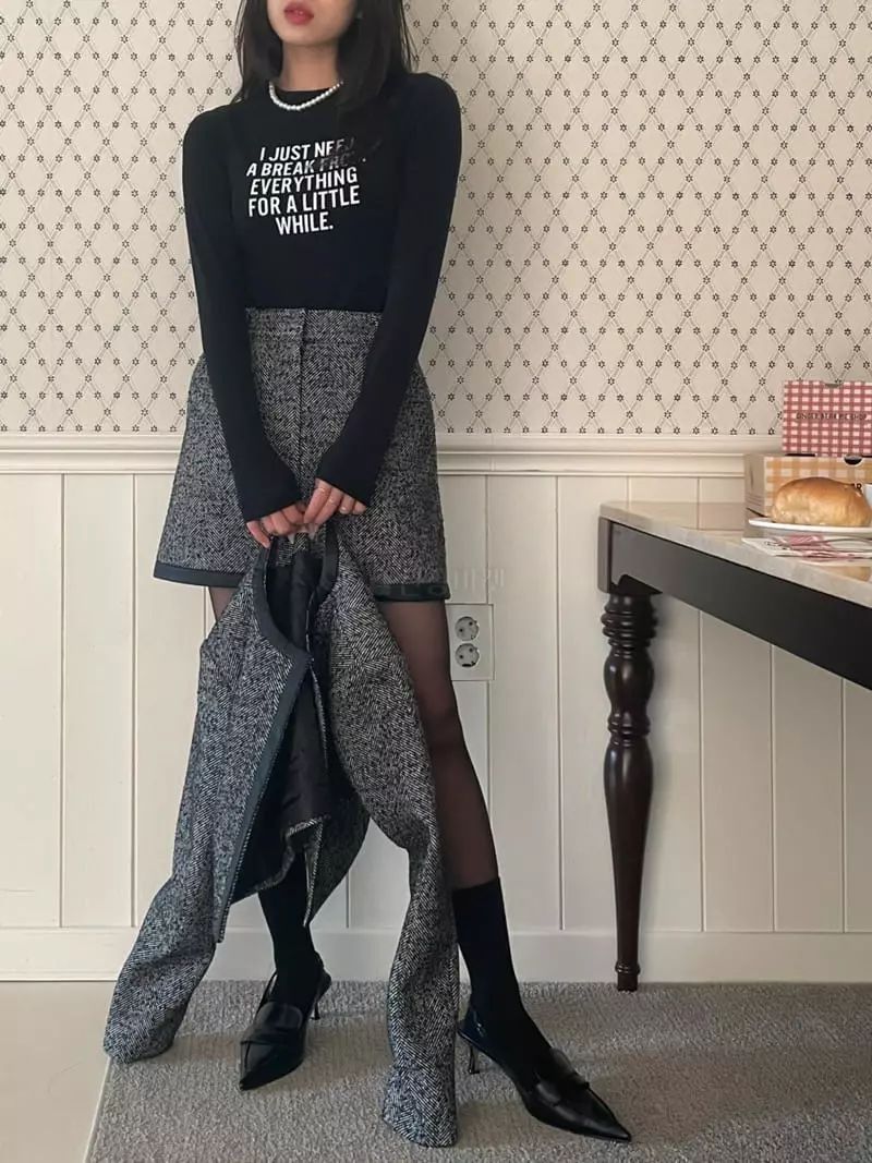 Lovemoment - Korean Women Fashion - #momslook - Herringbone SKirt - 8