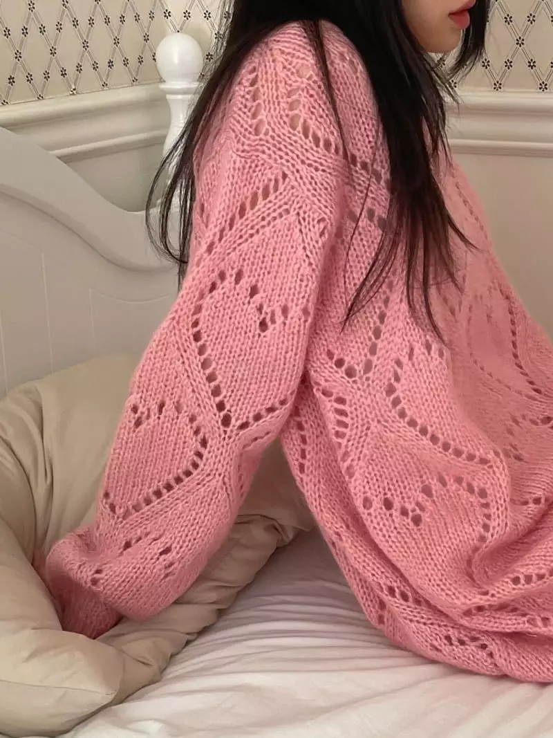 Lovemoment - Korean Women Fashion - #momslook - Heart Scsi Knit tee - 10