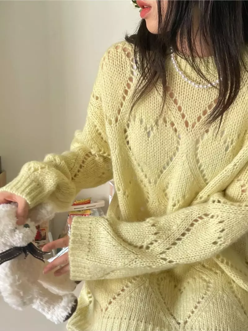 Lovemoment - Korean Women Fashion - #momslook - Heart Scsi Knit tee - 6