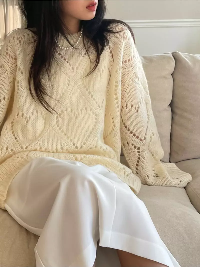 Lovemoment - Korean Women Fashion - #momslook - Heart Scsi Knit tee - 8