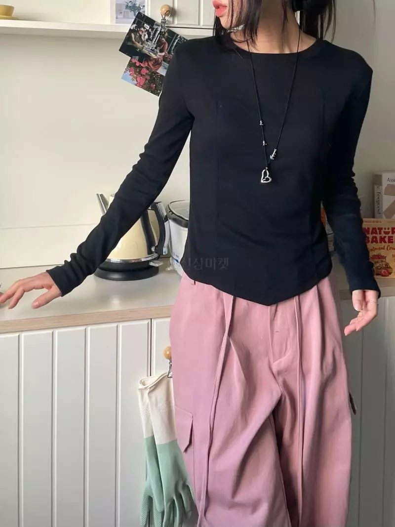 Lovemoment - Korean Women Fashion - #momslook - Rib Stitch Tee