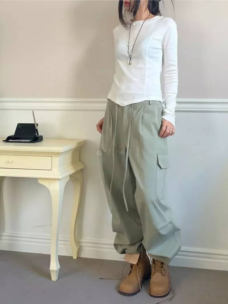 Lovemoment - Korean Women Fashion - #momslook - Stitch Line Tee - 10