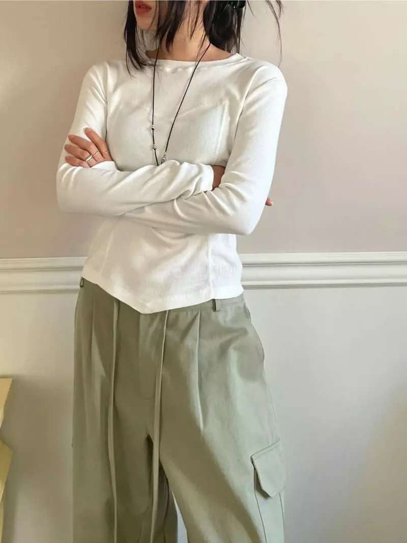 Lovemoment - Korean Women Fashion - #momslook - Stitch Line Tee - 5