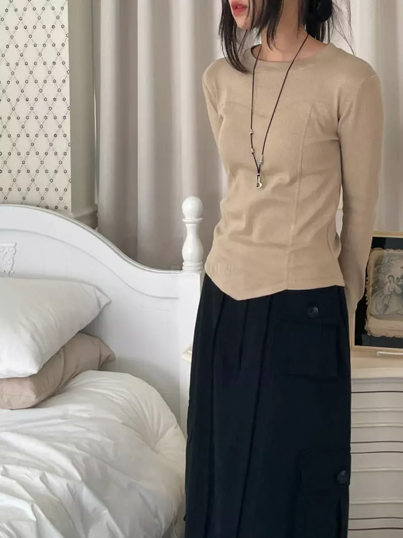 Lovemoment - Korean Women Fashion - #momslook - Stitch Rib tee - 2