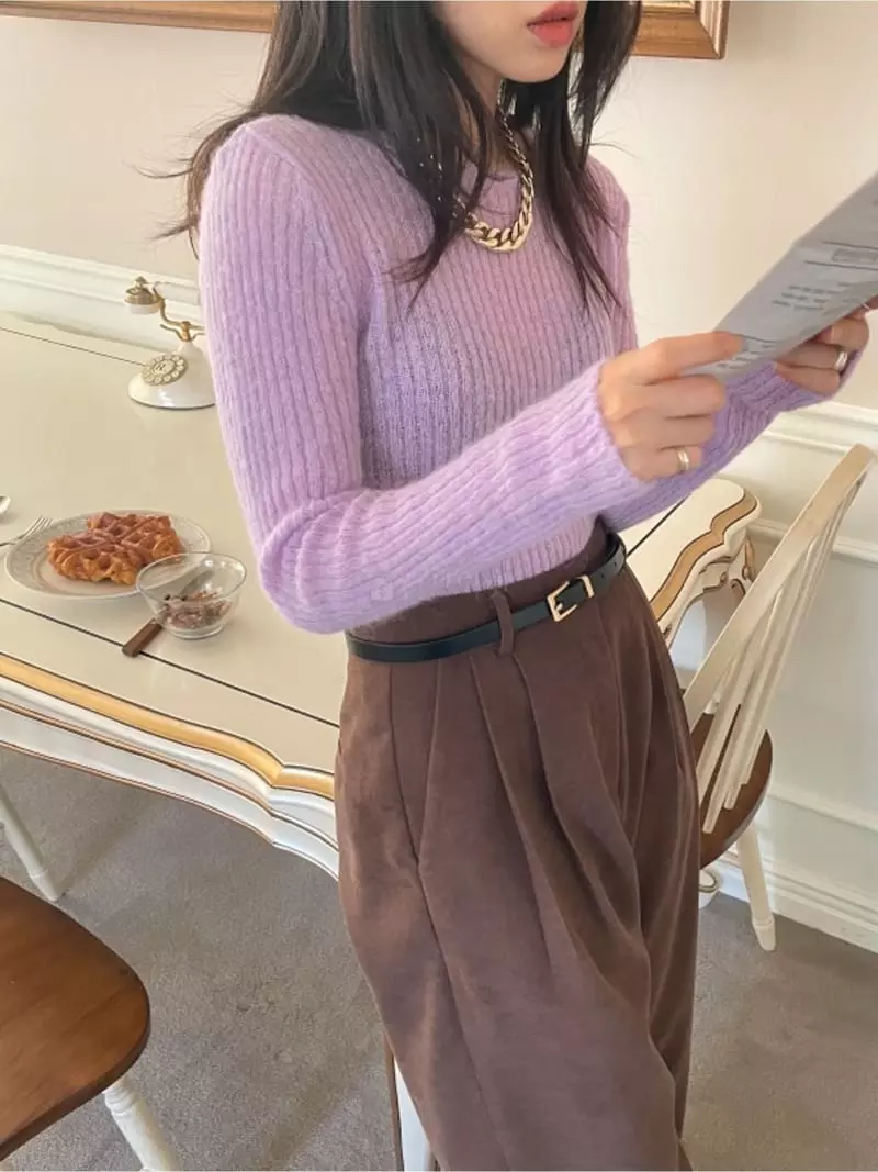 Lovemoment - Korean Women Fashion - #momslook - Love Rib Knit Tee - 7