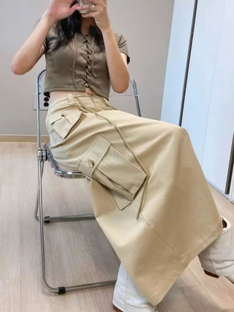 Lovemoment - Korean Women Fashion - #momslook - Vents Cargo Skirt - 6