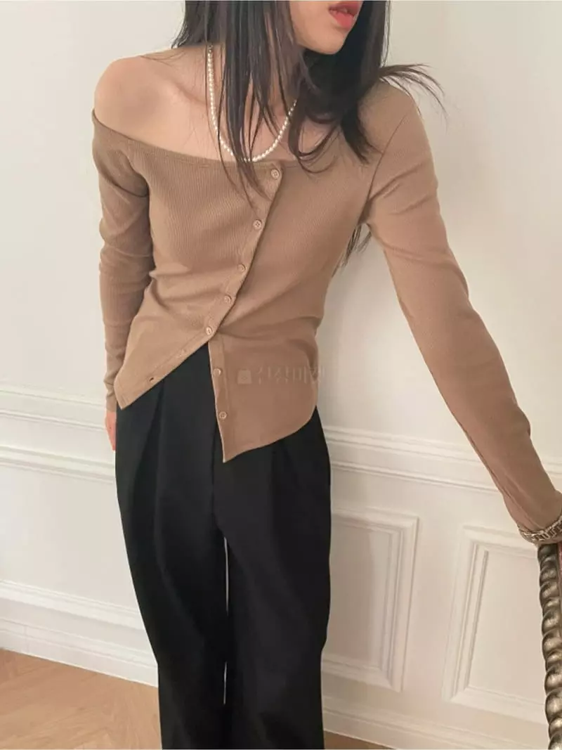 Lovemoment - Korean Women Fashion - #momslook - Off Sholder Tee