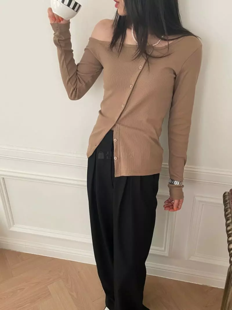 Lovemoment - Korean Women Fashion - #momslook - Off Sholder Tee - 3