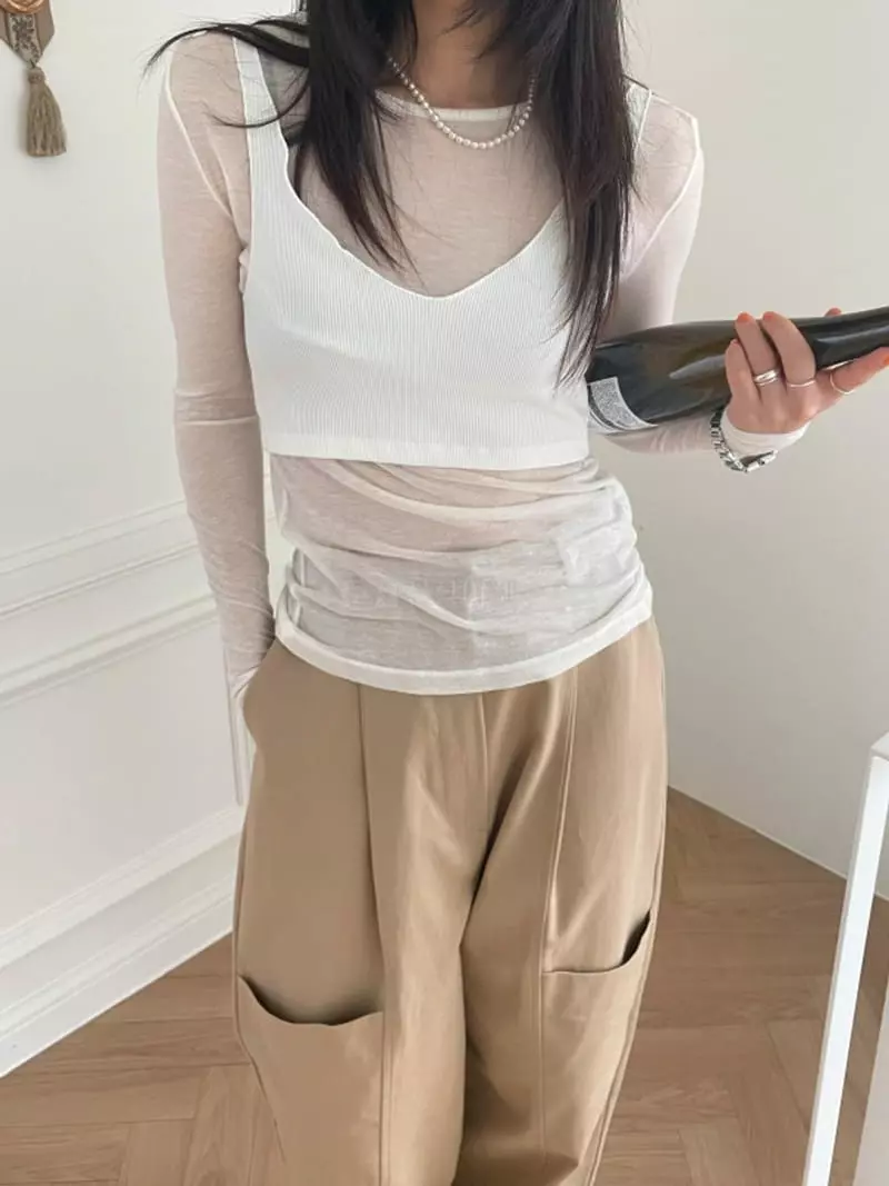 Lovemoment - Korean Women Fashion - #momslook - See Through Layered Set - 12