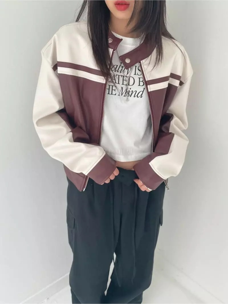 Lovemoment - Korean Women Fashion - #momslook - Leather Biker Jumper