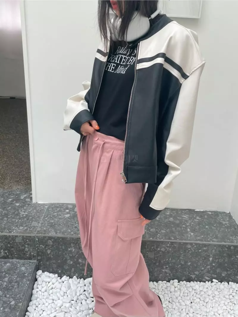 Lovemoment - Korean Women Fashion - #momslook - Leather Biker Jumper - 11