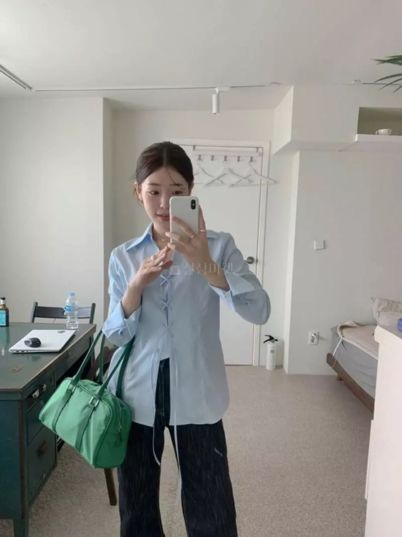 Lovemoment - Korean Women Fashion - #momslook - Eyelet Shirt - 2