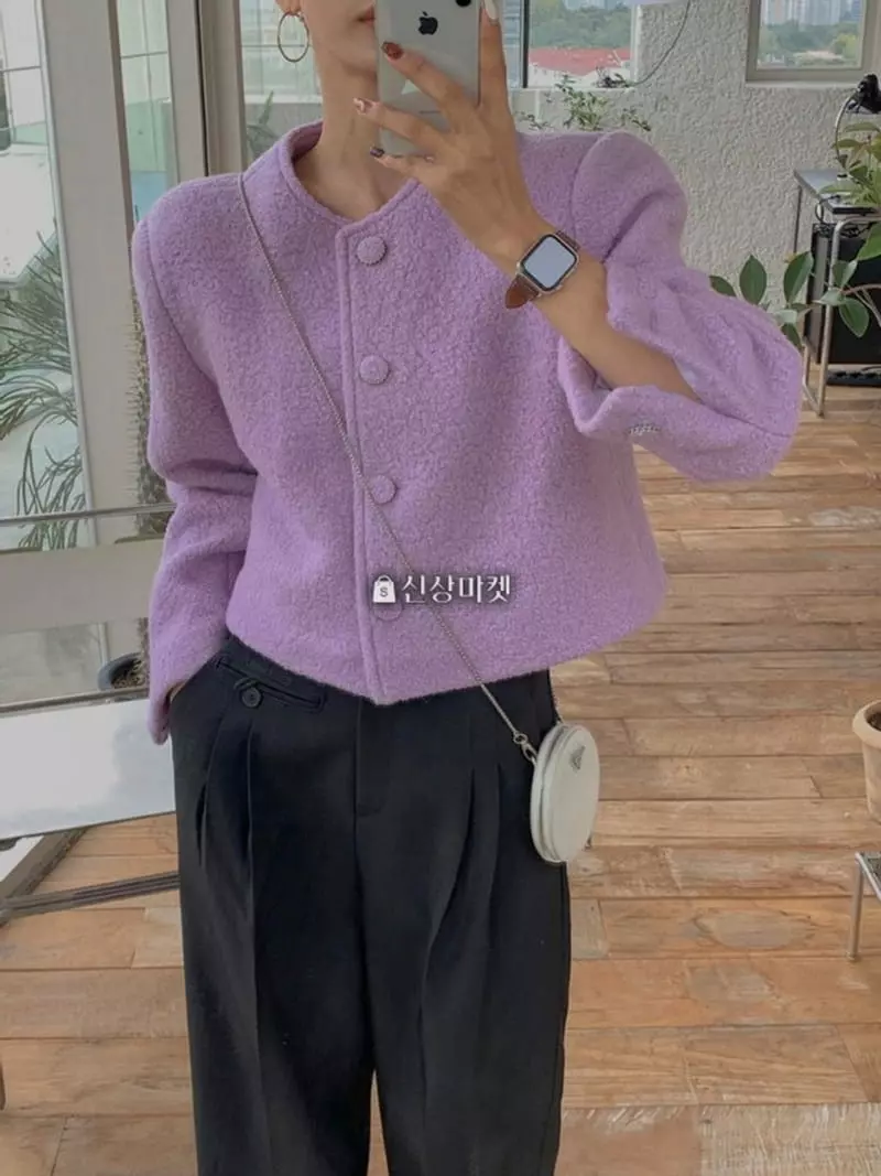Lovemoment - Korean Women Fashion - #momslook - Terry Crop Jacket