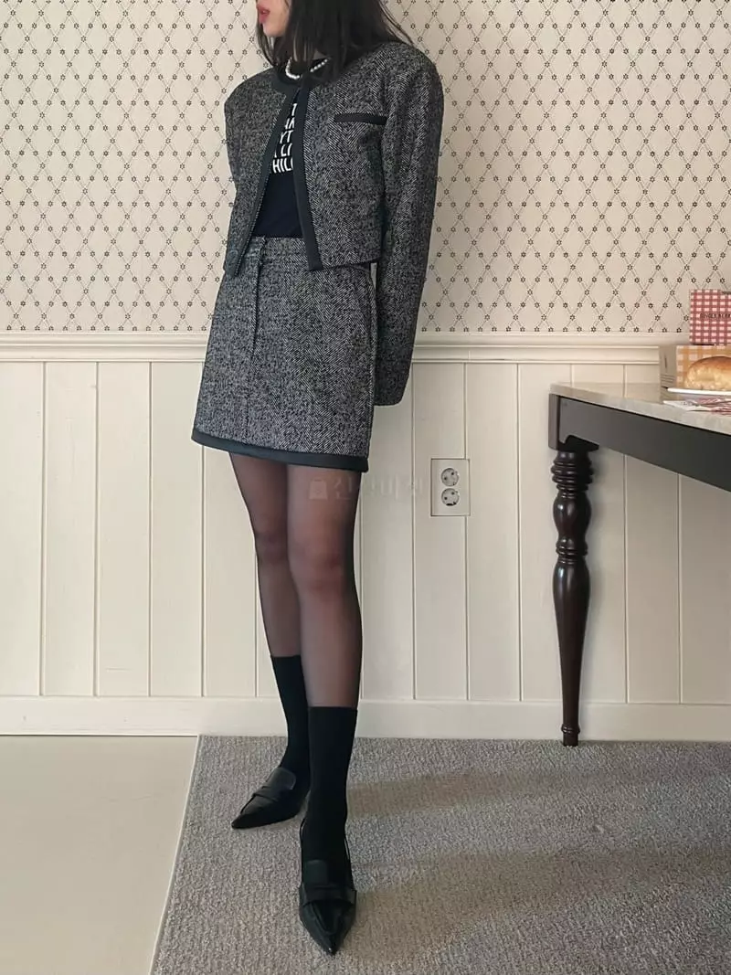 Lovemoment - Korean Women Fashion - #pursuepretty - Herringbone Skirt - 5