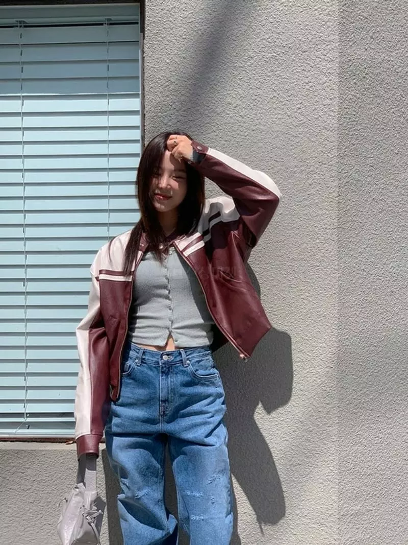 Lovemoment - Korean Women Fashion - #pursuepretty - Leather Biker Jumper - 5