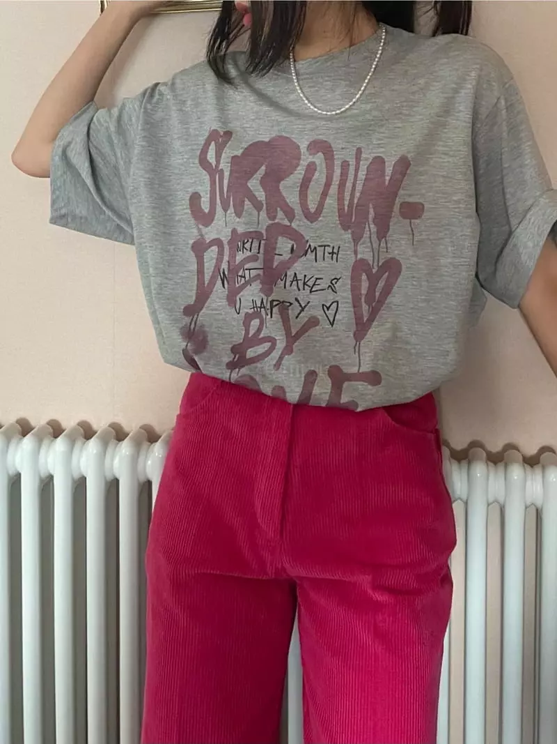 Lovemoment - Korean Women Fashion - #restrostyle - Heart Love Tee - 12