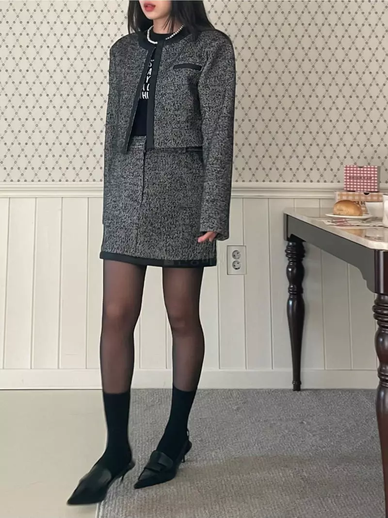 Lovemoment - Korean Women Fashion - #restrostyle - Herringbone Jacket - 5