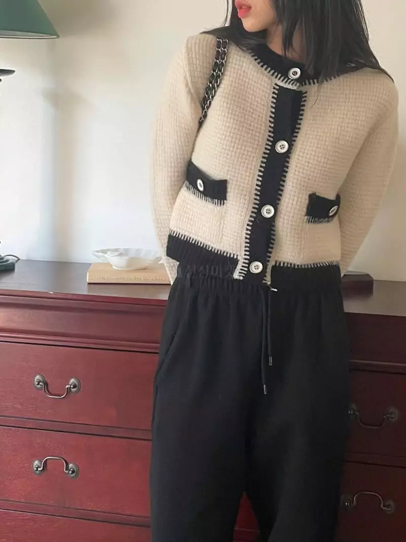 Lovemoment - Korean Women Fashion - #restrostyle - Alpaca Waffle Cardigan