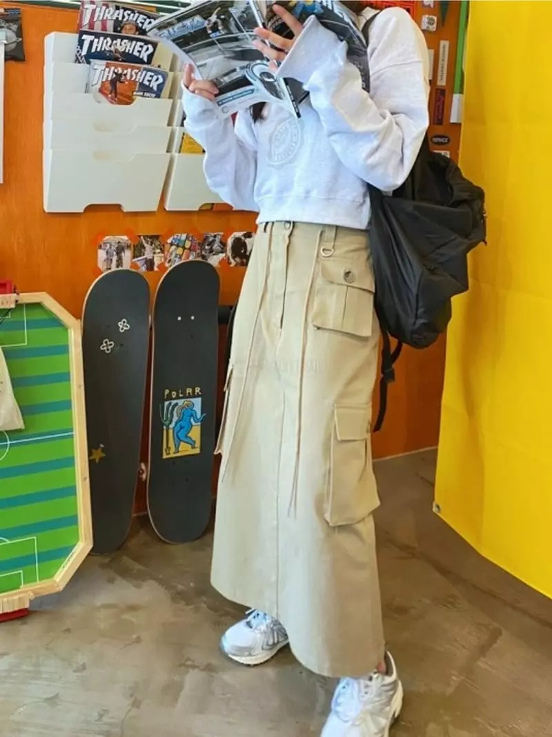 Lovemoment - Korean Women Fashion - #restrostyle - Vents Cargo Skirt - 12