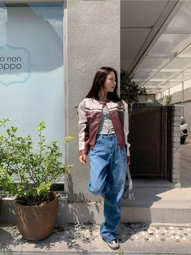 Lovemoment - Korean Women Fashion - #restrostyle - Leather Biker Jumper - 6