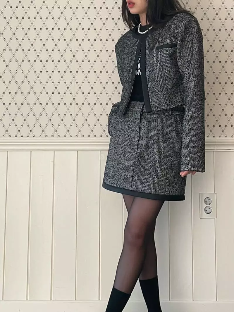 Lovemoment - Korean Women Fashion - #romanticstyle - Herringbone Jacket - 6