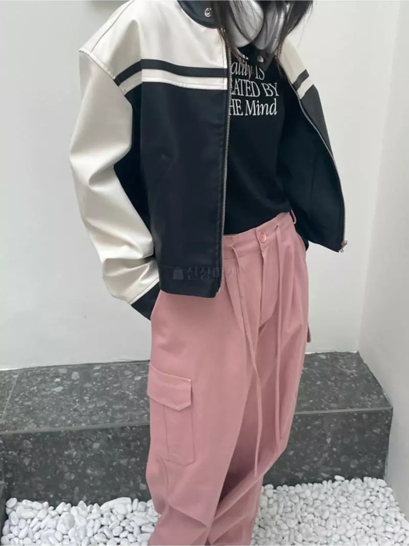 Lovemoment - Korean Women Fashion - #shopsmall - Leather Biker Jumper - 8