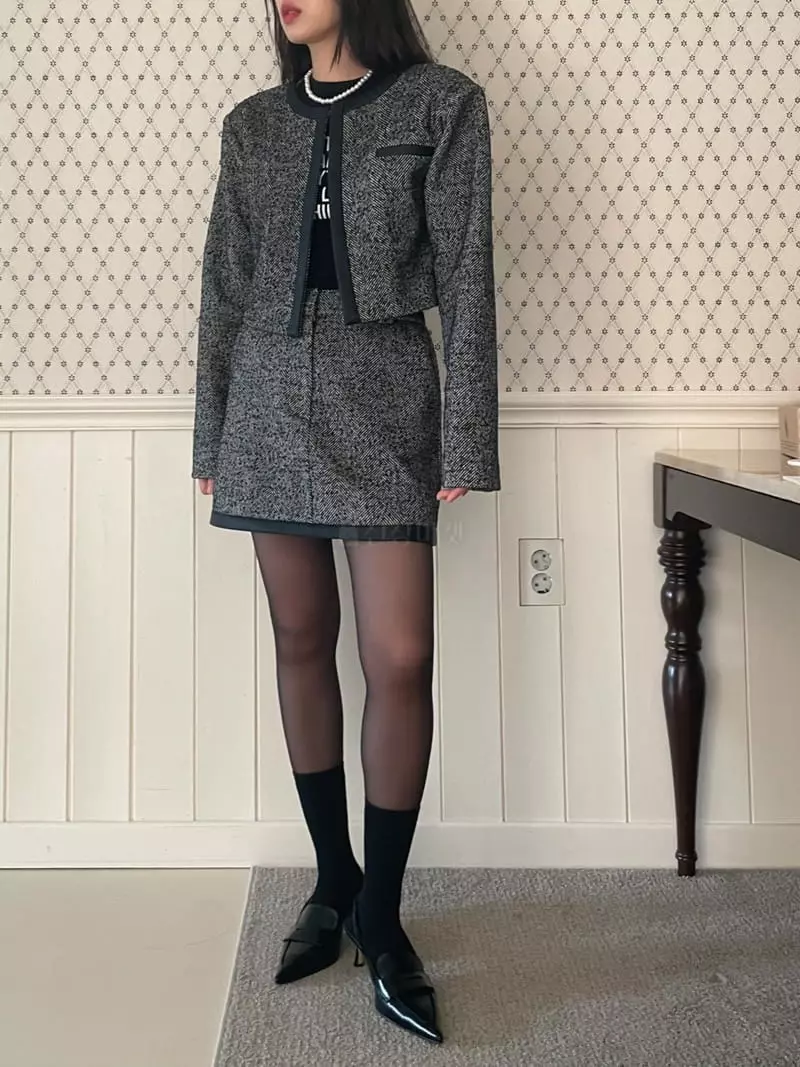 Lovemoment - Korean Women Fashion - #thatsdarling - Herringbone Jacket - 8