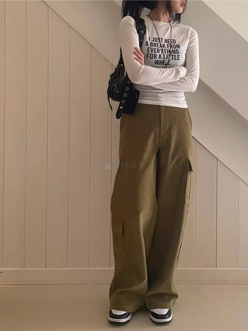 Lovemoment - Korean Women Fashion - #vintageinspired - Rib Cargo Pants - 7