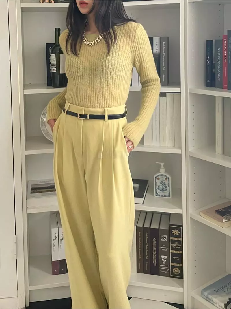 Lovemoment - Korean Women Fashion - #vintageinspired - Love Rib Knit Tee - 11