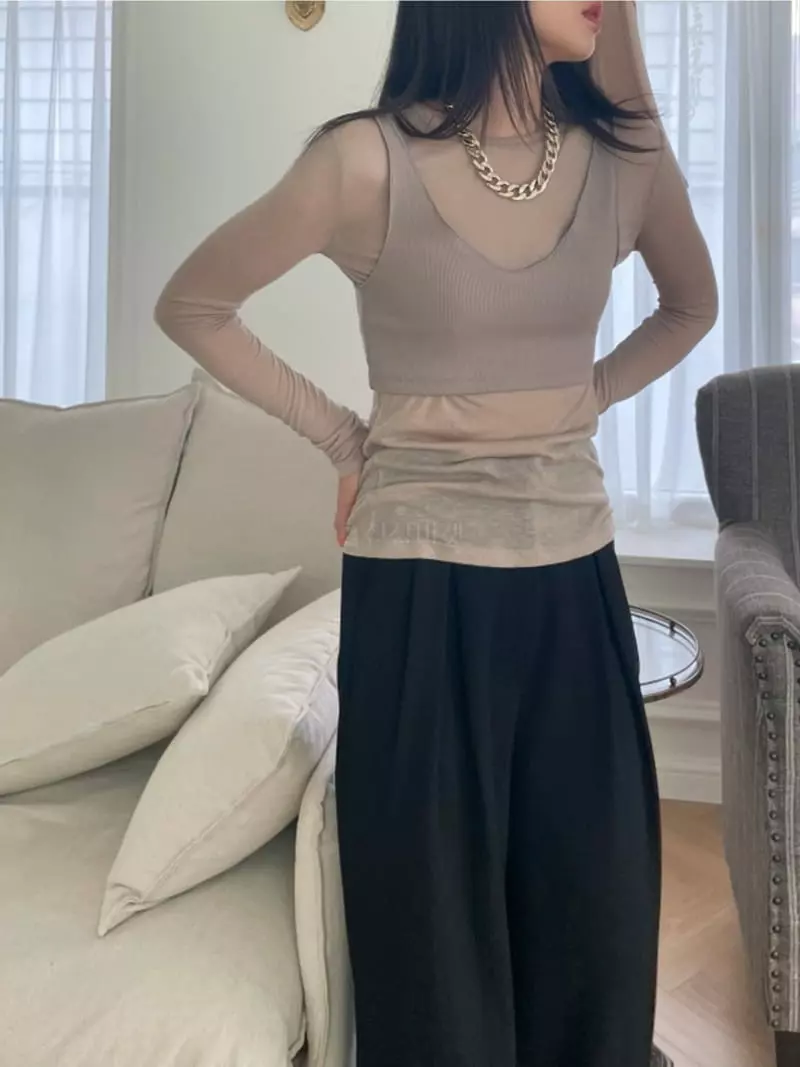 Lovemoment - Korean Women Fashion - #womensfashion - See Through Layered Set - 4