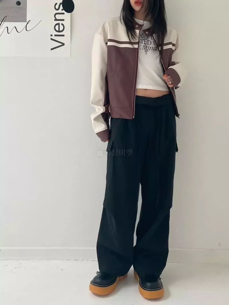 Lovemoment - Korean Women Fashion - #vintageinspired - Leather Biker Jumper - 3