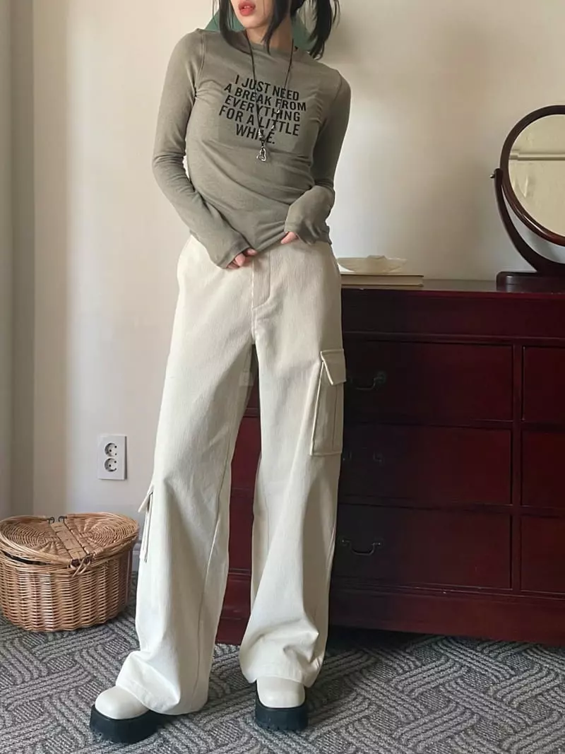 Lovemoment - Korean Women Fashion - #vintagekidsstyle - Rib Pocket Pants - 6