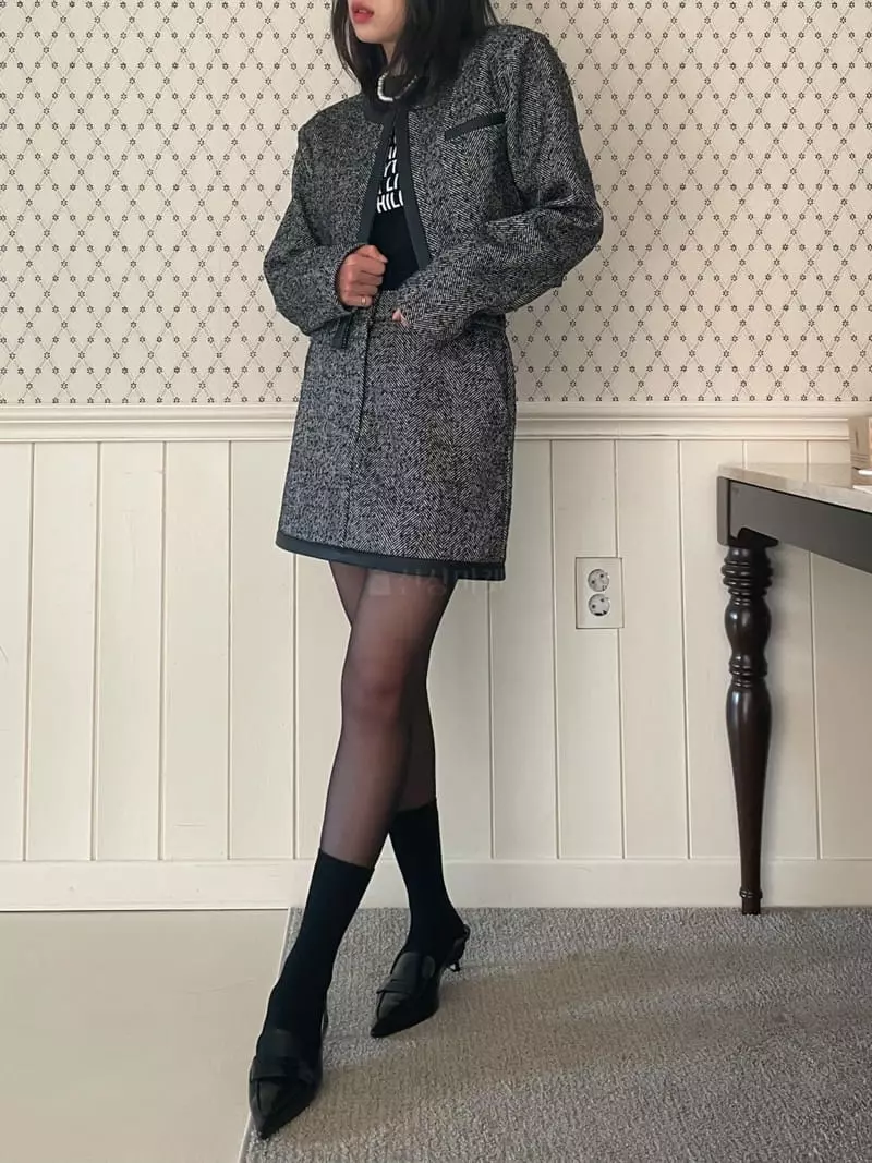 Lovemoment - Korean Women Fashion - #vintageinspired - Herringbone Skirt - 4