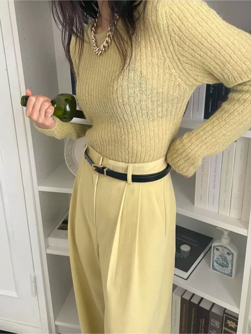 Lovemoment - Korean Women Fashion - #vintagekidsstyle - Love Rib Knit Tee - 12