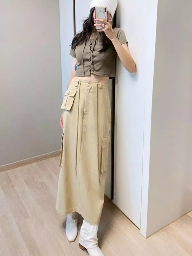 Lovemoment - Korean Women Fashion - #vintagekidsstyle - Vents Cargo Skirt - 10